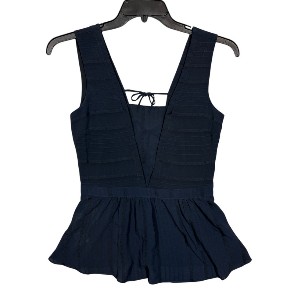 Armani Exchange Womens Navy Blue Sleeveless Peplum Tank Top Blouse Small NWT